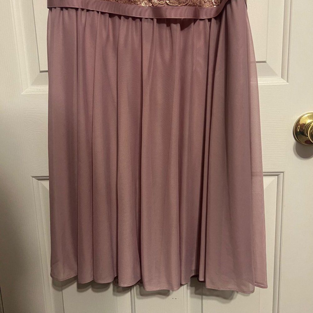David's Bridal Womens Formal Short Dress One Shoulder Lace Sz 14 Bridesmaid Prom - Picture 4 of 10